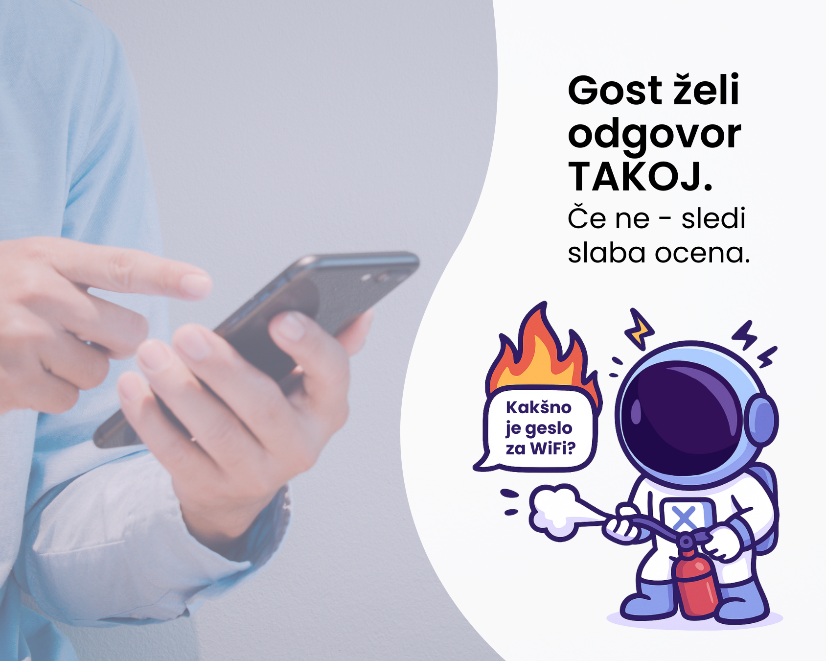 Gost želijo odgovor takoj. Če ne so nezadovoljni. SmartxStay reši ta problem.
